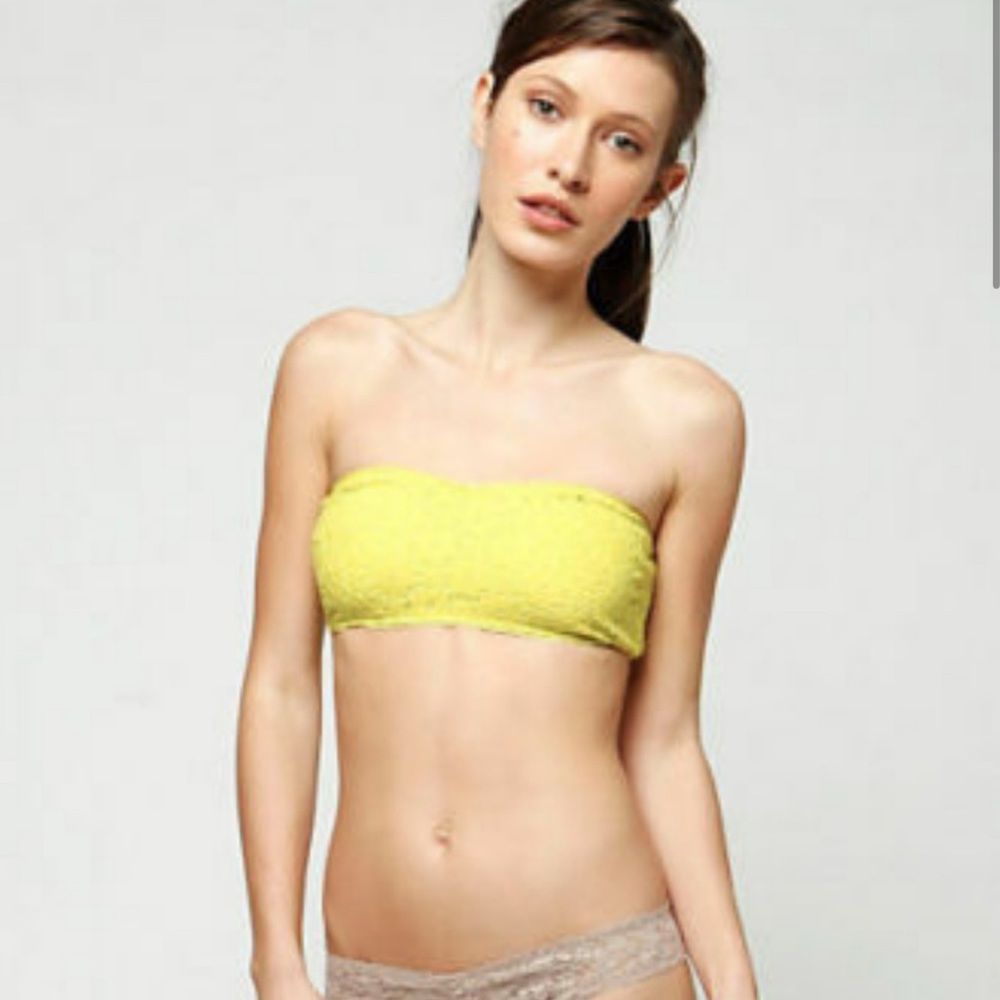 By Eloise Yellow Lace Bandeau Top from Anthropologie